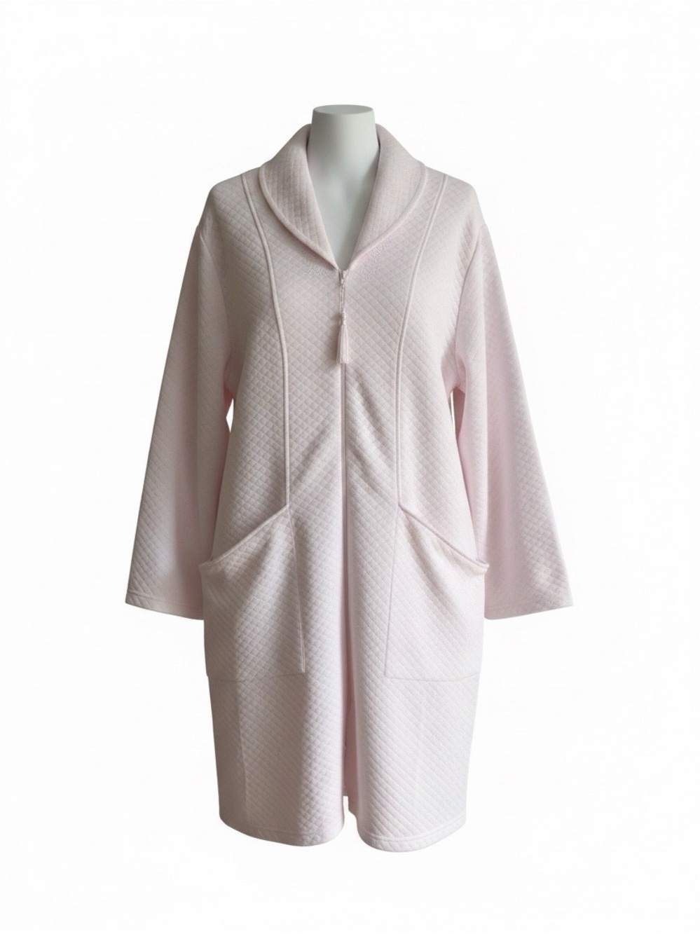 Miss Elaine Light Pink Quilted Full Zip Robe with Pockets SIZE 2 XL NEW w Tags